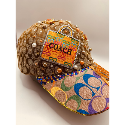 Premade Colorful Junk Trucker Hat & Matching Junk Tie – Patched, Blinged & Pearl Statement Set