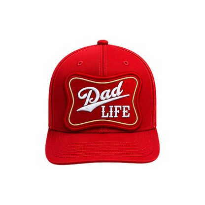 Dad Life Patched Snapback Hat | Fatherhood Trucker Cap for Proud Dads - Red