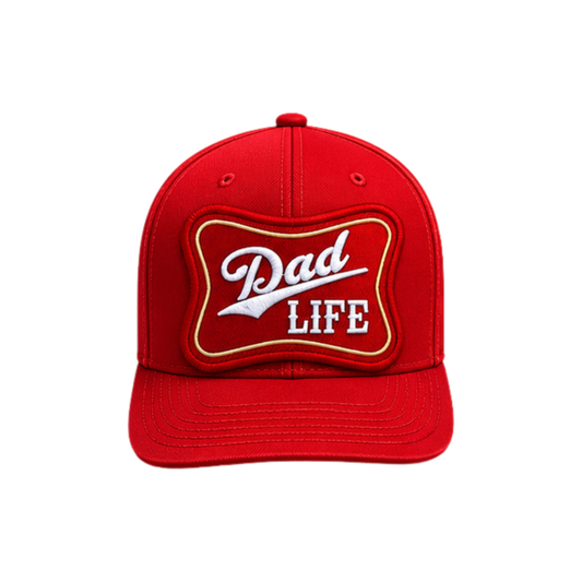 Dad Life Patched Snapback Hat | Fatherhood Trucker Cap for Proud Dads - Red