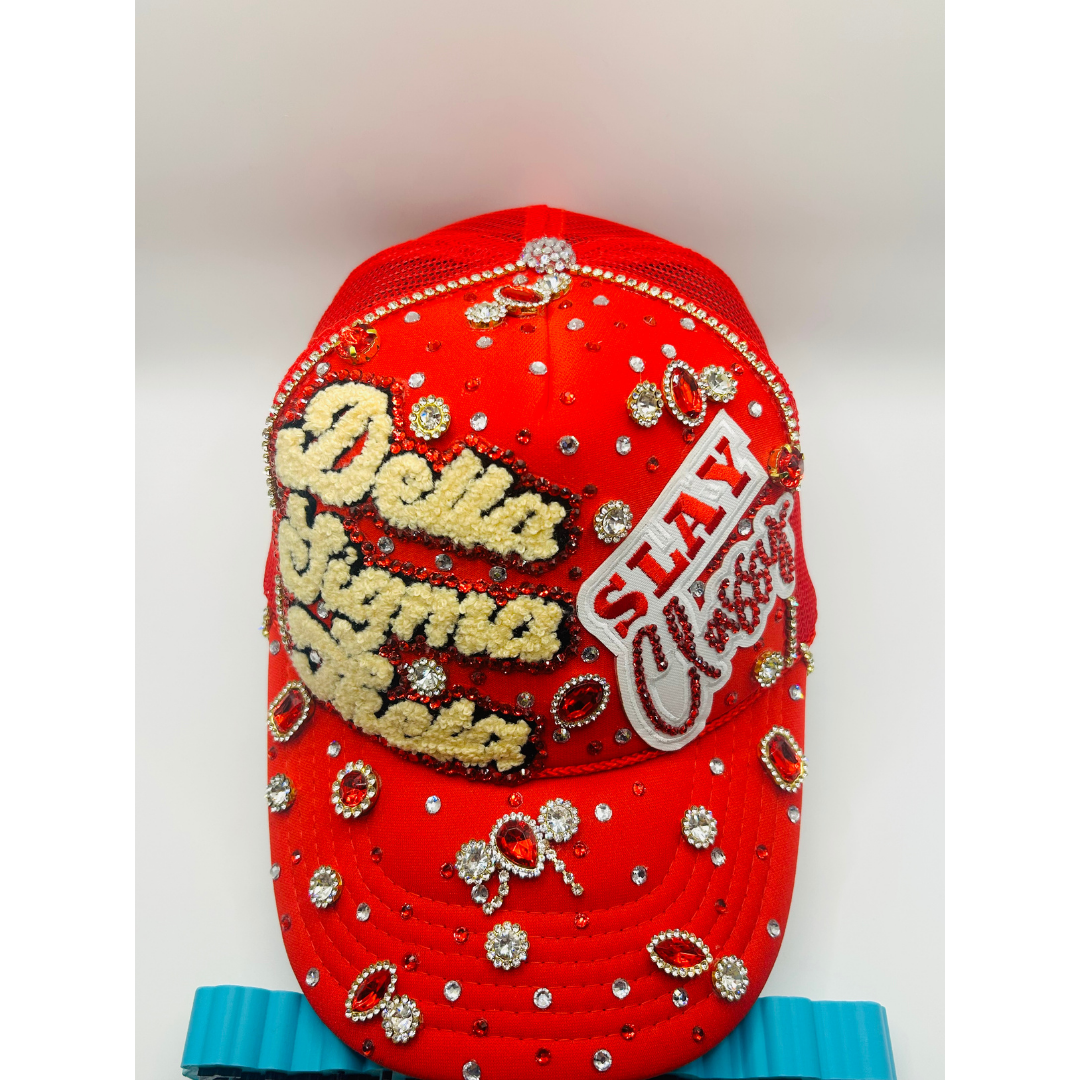 Design Your Custom Delta Sorority Trucker Junk Hat | Rhinestones, Patches & Pearls | Greek Life Fashion Cap