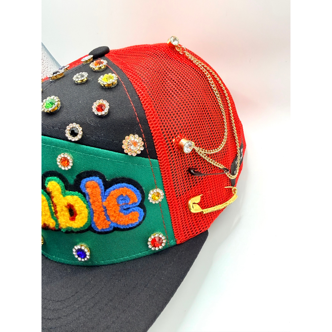 Statement Multicolor "Capable" Jeweled Snap Back Cap - Ready To Ship