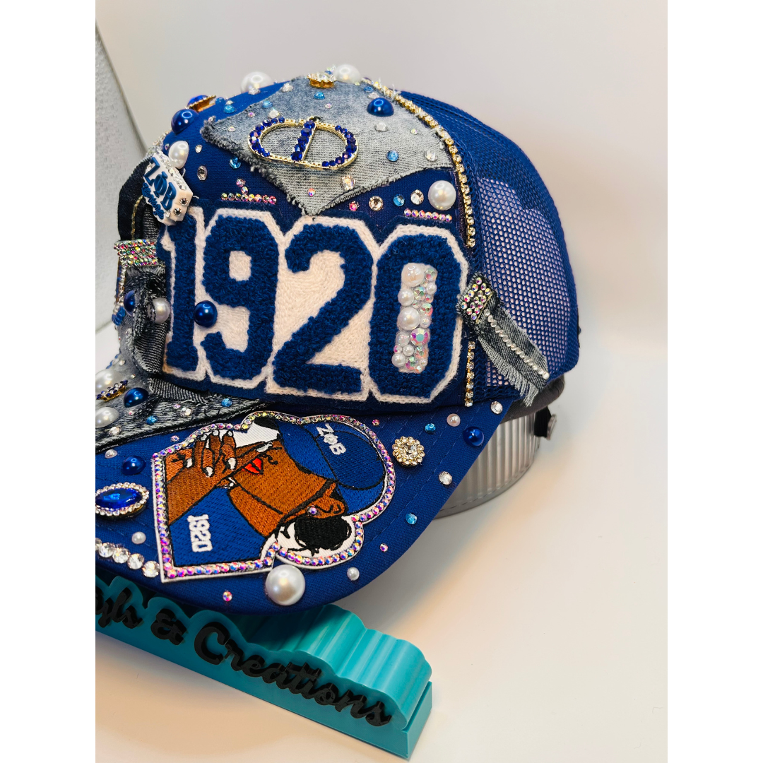 Design Your Custom Zeta Sorority Trucker Junk Hat | Rhinestones, Patches & Pearls | Greek Life Fashion Cap