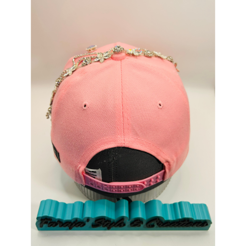 Pink Snapback Hat with Pink Chenille “Pretty” Patch & Clear Crystal Appliqué Trim | Pretty Girl Collection