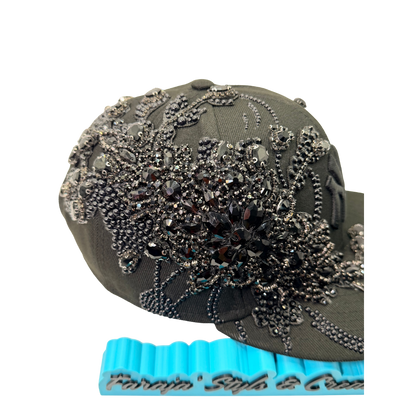 Luxury Rhinestone Pearl Flower City Custom Snapback Hat