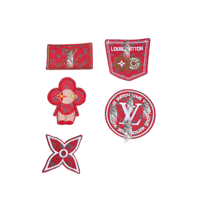 Lou** V  Designer Inspired Red Small Leather Patch Collection