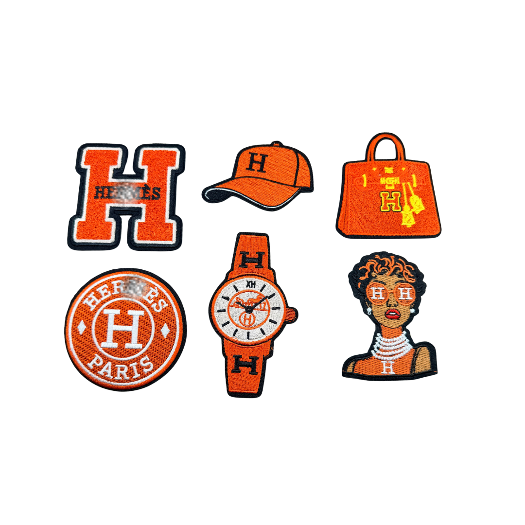 Herm** Designer Inspired Orange Small Patches