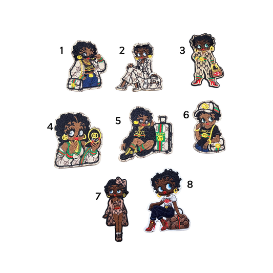 Betty Boop  G-G Inspired Denim Brown Small Patches