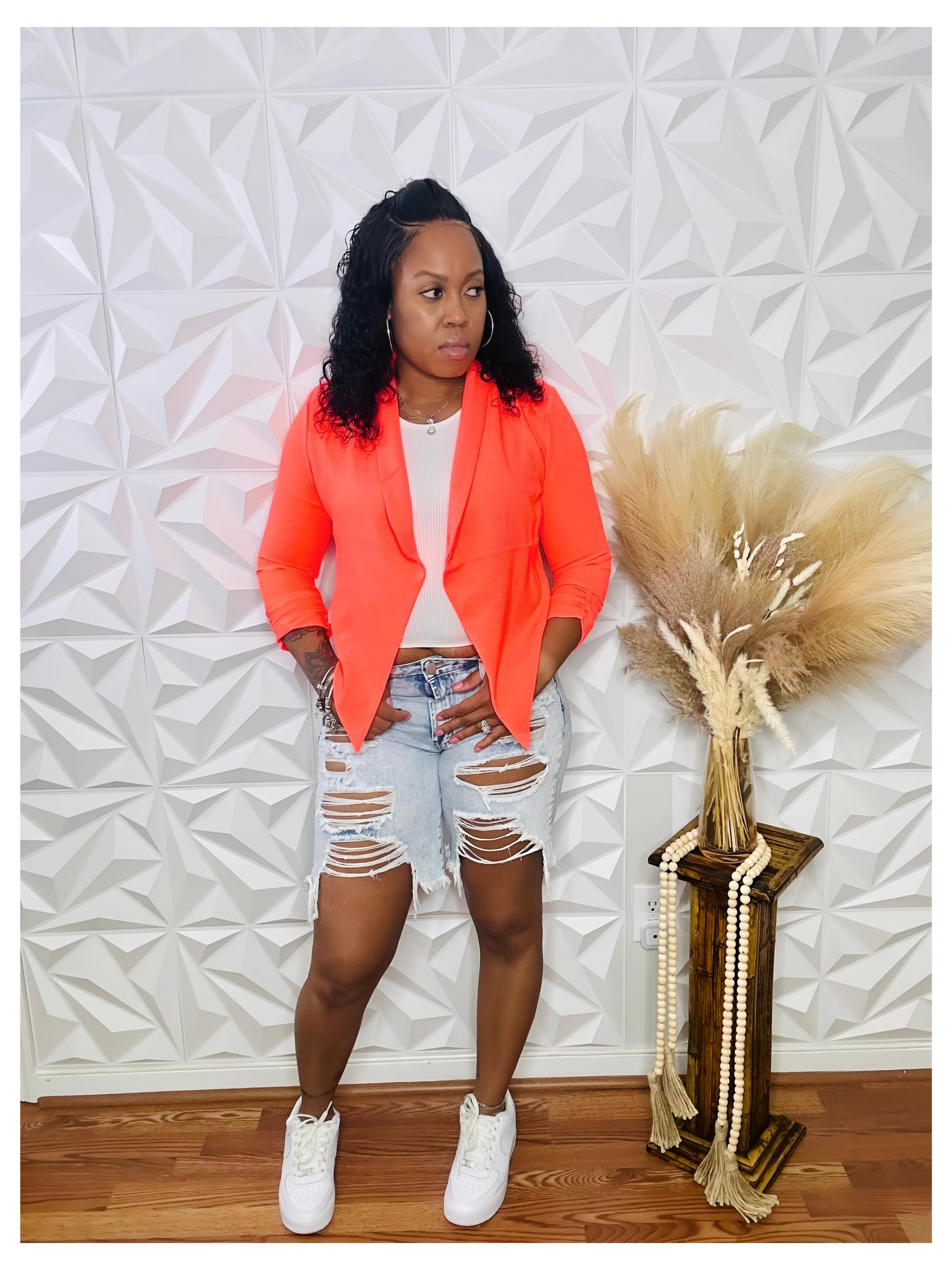 Set It Up Blazer - Neon Orange