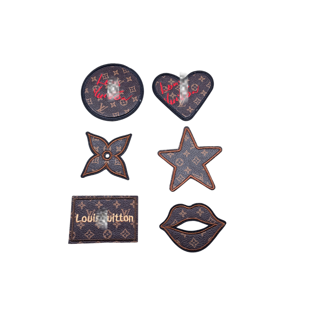 Lou** V  Designer Inspired Brown Leather Small Patch Collection