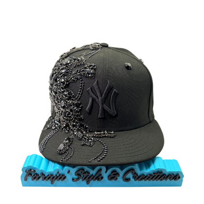 Luxury Rhinestone Pearl Flower City Custom Snapback Hat