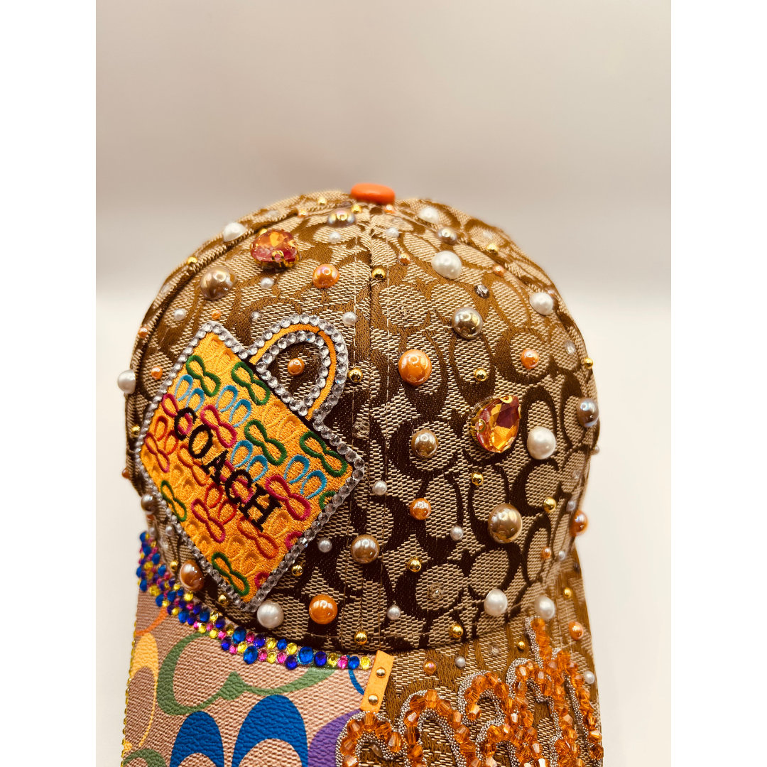 Premade Colorful Junk Trucker Hat & Matching Junk Tie – Patched, Blinged & Pearl Statement Set