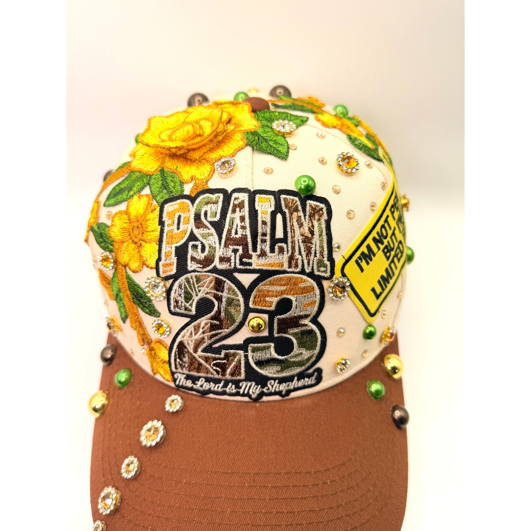 Psalm 23 Statement Junk Trucker Patched & Jeweled Hat - Ready To Ship