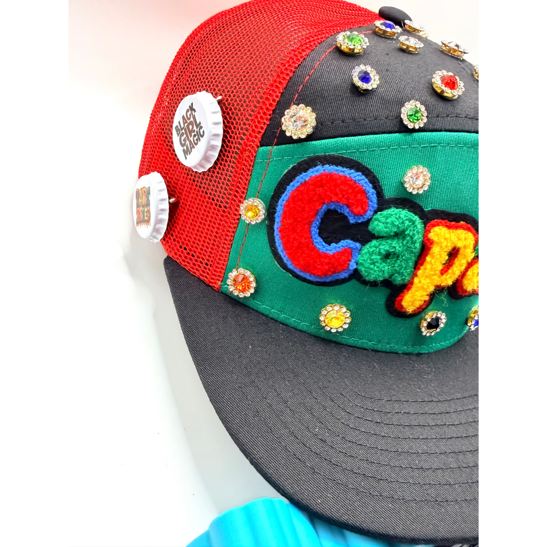 Statement Multicolor "Capable" Jeweled Snap Back Cap - Ready To Ship