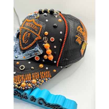 Create Your Own Junk Trucker Hat - Faraja’ Styls Custom Luxe Trucker Hat – Bling, Patches, Rhinestones & Personalized Junk Hat Design