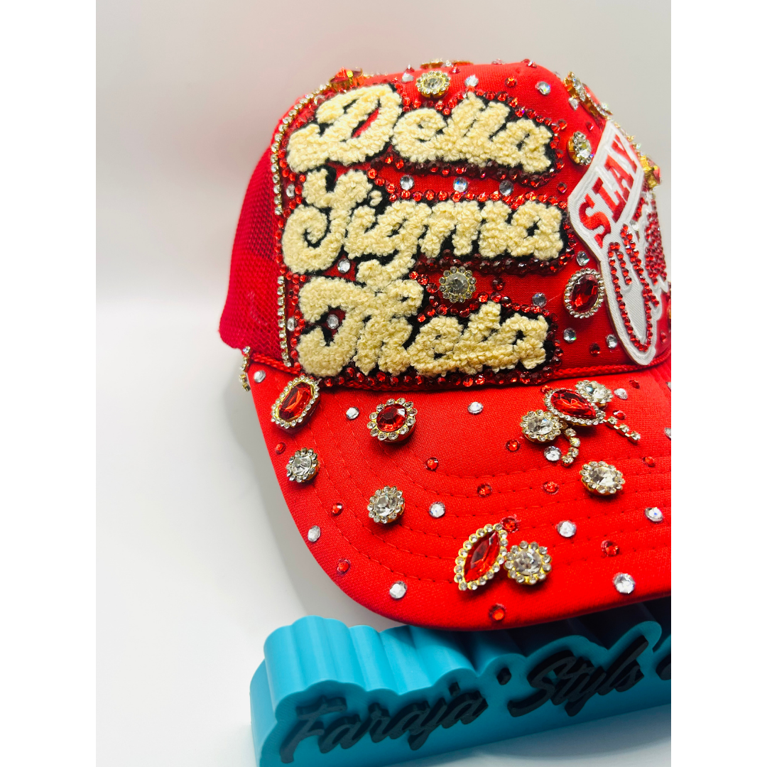 Design Your Custom Delta Sorority Trucker Junk Hat | Rhinestones, Patches & Pearls | Greek Life Fashion Cap