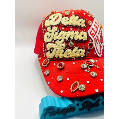 Design Your Custom Delta Sorority Trucker Junk Hat | Rhinestones, Patches & Pearls | Greek Life Fashion Cap