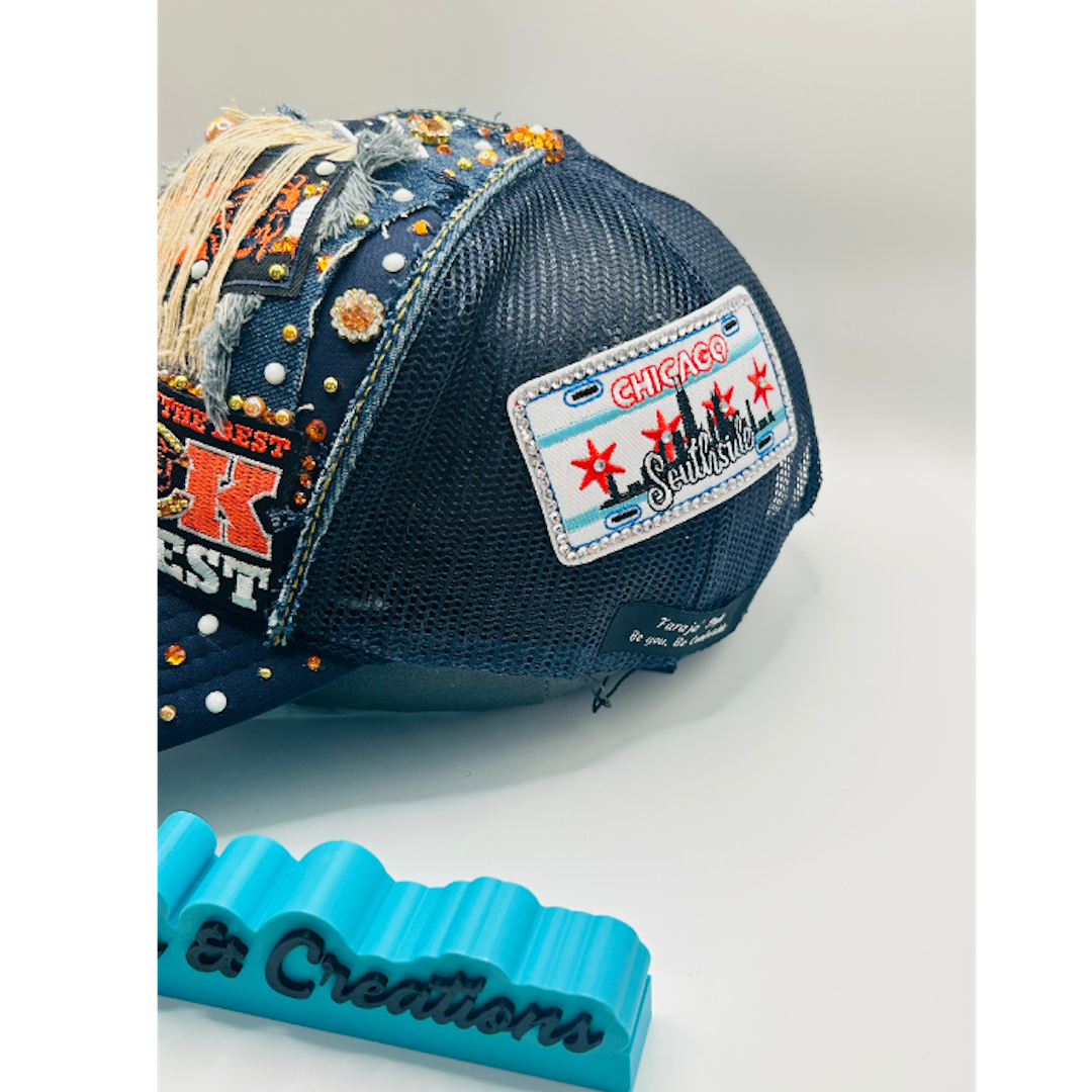 Customize Your Chicago Bears Junk Trucker Hat – Blinged & Patched Game Day Statement Hat