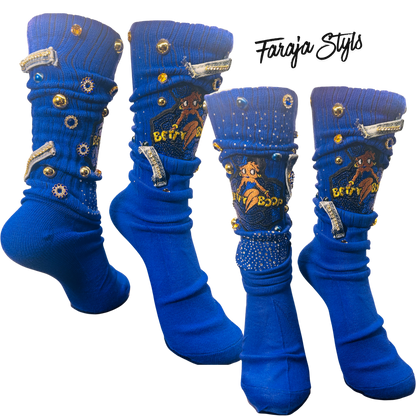 Custom Junk Slotch Socks with Patches, Pearls & Rhinestones | Personalized Glam Socks | Handmade Fashion Statement