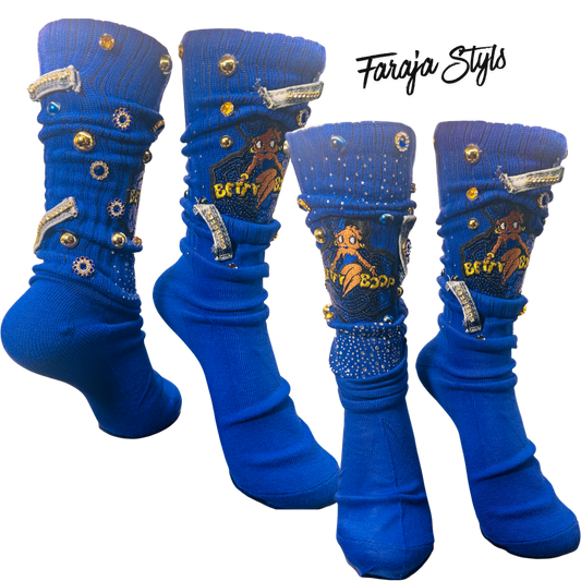 Custom Junk Slotch Socks with Patches, Pearls & Rhinestones | Personalized Glam Socks | Handmade Fashion Statement