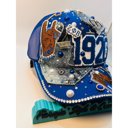 Design Your Custom Zeta Sorority Trucker Junk Hat | Rhinestones, Patches & Pearls | Greek Life Fashion Cap