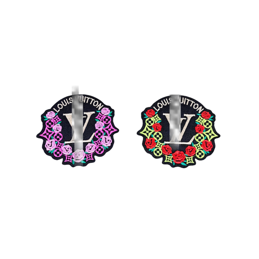 Lou** V  Designer Inspired Flower Round Small Patches