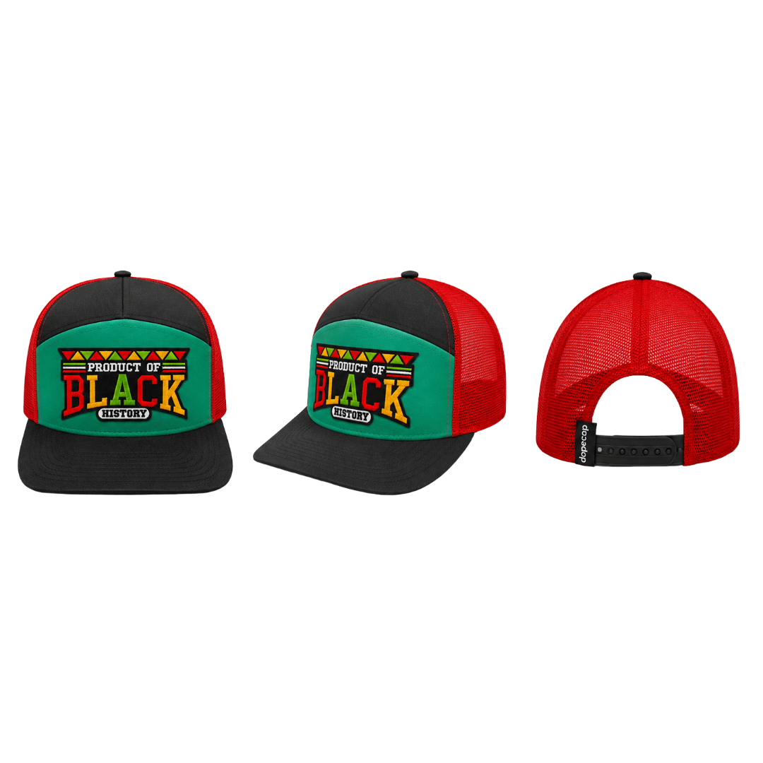 Product of Black History Patched Snapback Hat | Black Culture Pride Trucker Cap (No Mesh)