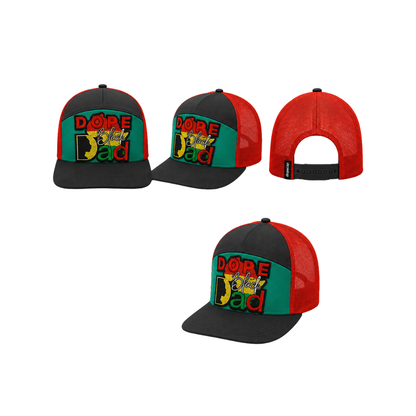 Dope Black Dad Patched Snapback Hat | Black Fatherhood Pride Trucker Cap (No Mesh)