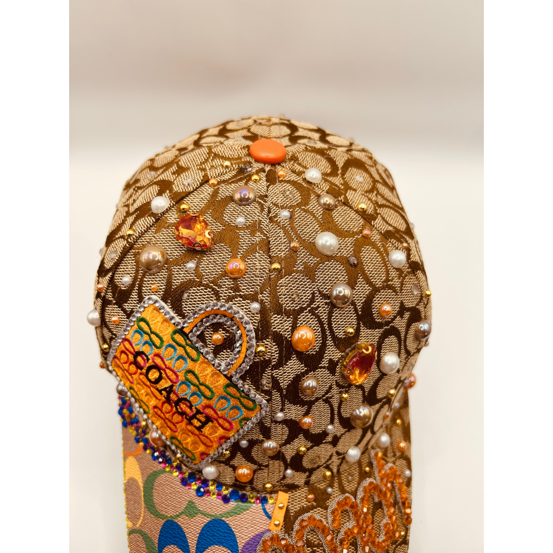 Premade Colorful Junk Trucker Hat & Matching Junk Tie – Patched, Blinged & Pearl Statement Set