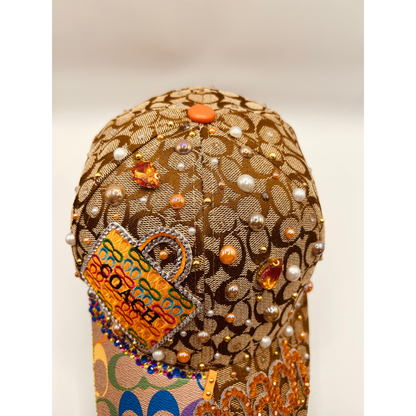 Premade Colorful Junk Trucker Hat & Matching Junk Tie – Patched, Blinged & Pearl Statement Set