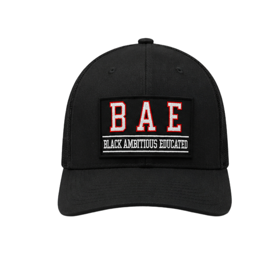 BAE – Black Ambitious Educated Patched Snapback Hat | Black Excellence Cap - Canvas Black