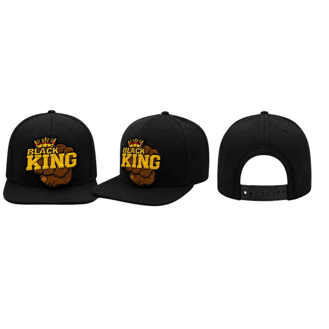 Black King Patched Trucker Snapback Hat