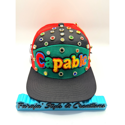 Statement Multicolor "Capable" Jeweled Snap Back Cap - Ready To Ship