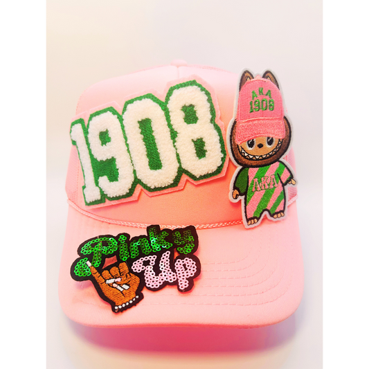 Design Your Custom AKA Sorority Trucker Junk Hat | Rhinestones, Patches & Pearls | Greek Life Fashion Cap