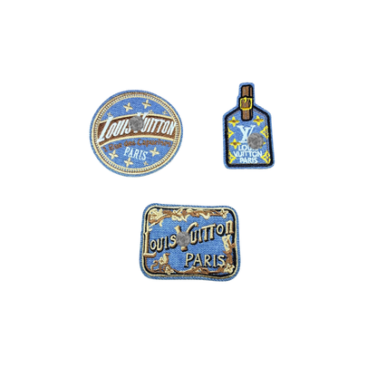 Lui* V Inspired Luxury Embroidered Denim & Brown Small Patches