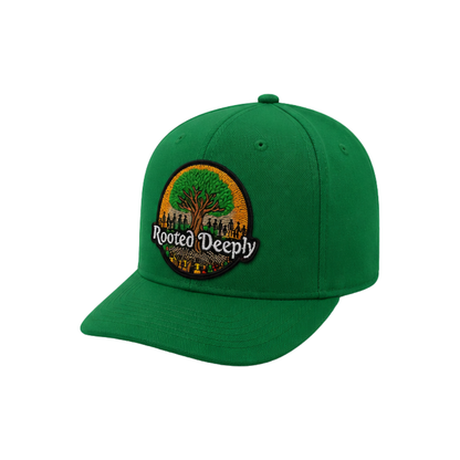 Rooted Deeply Patched Snapback Hat | Faith & Strength Trucker Cap -Green