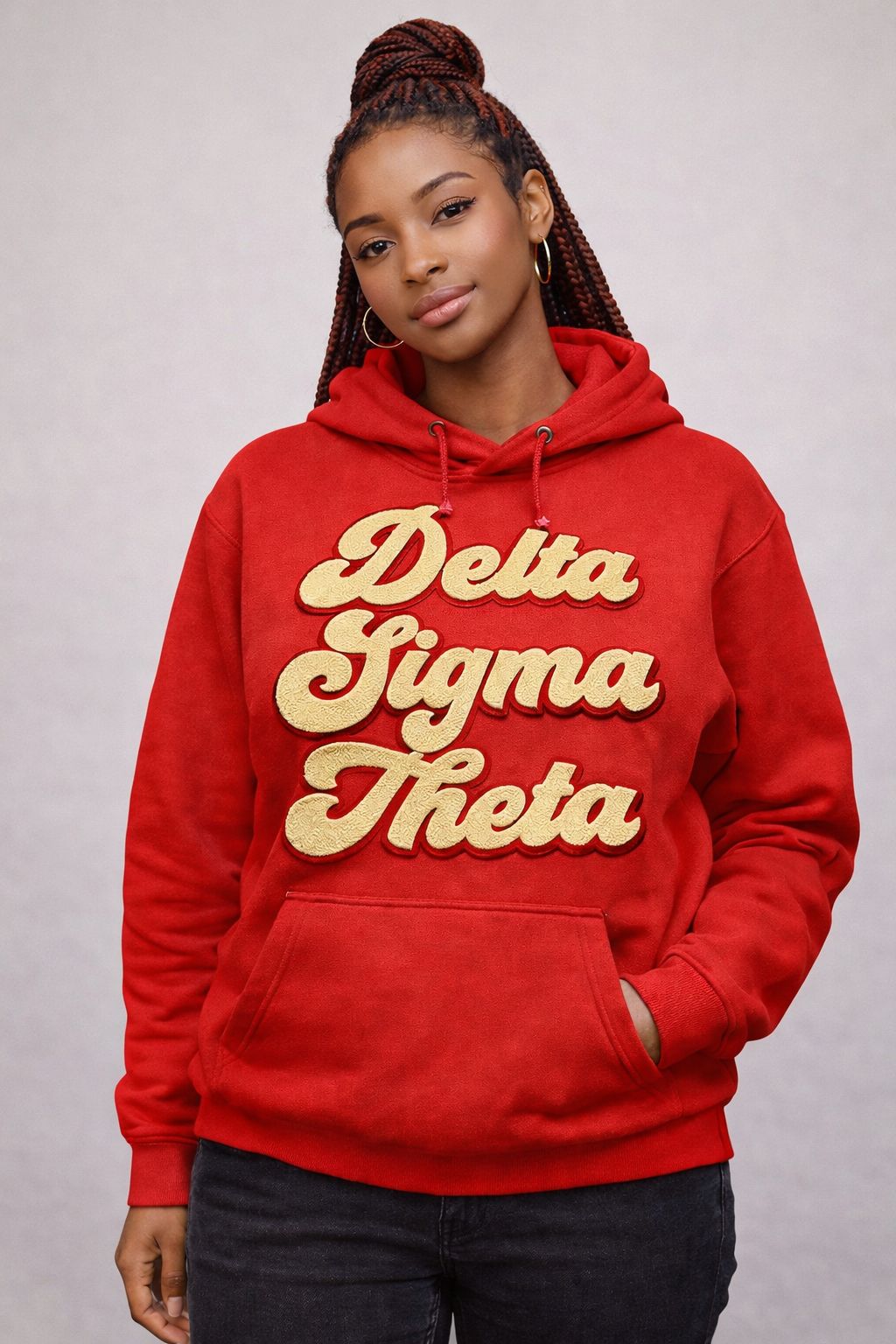 Delta Sigma Theta Chenille Patch Kangaroo Hoodie – Greek Pullover Hoodie