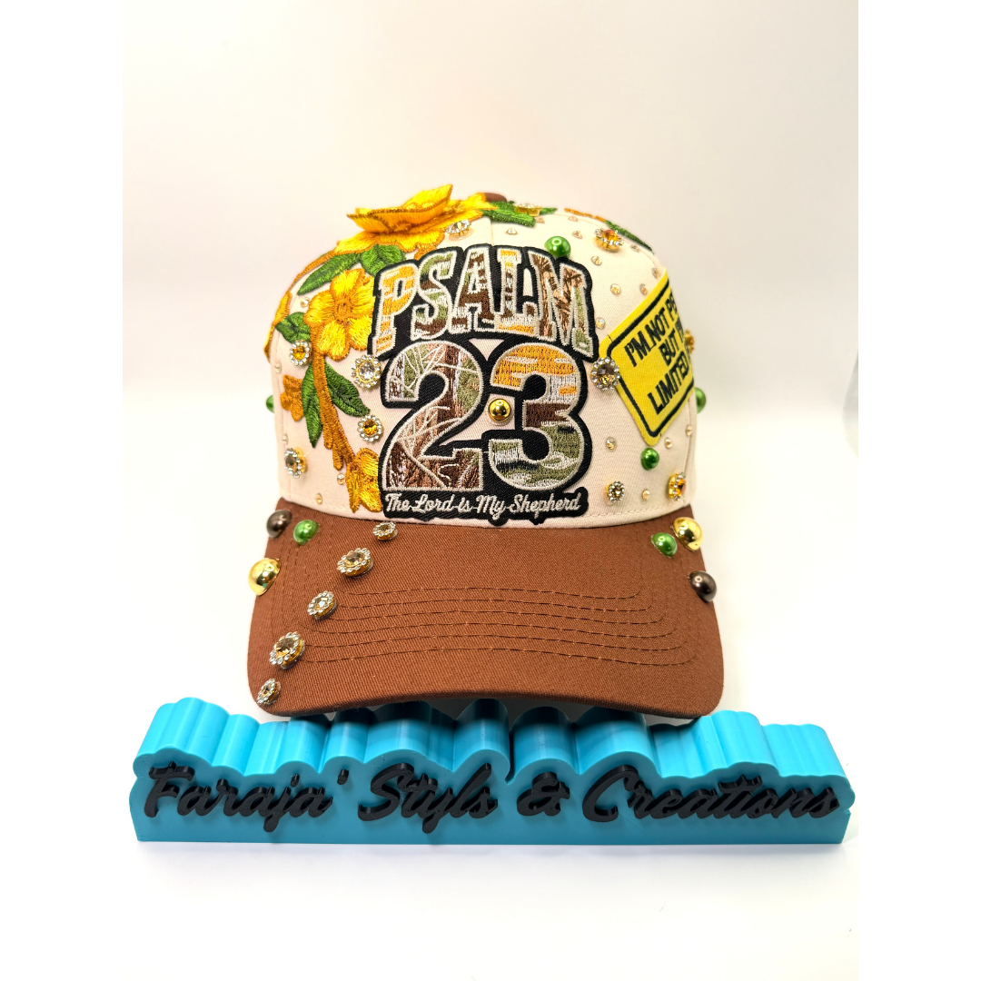 Psalm 23 Statement Junk Trucker Patched & Jeweled Hat - Ready To Ship