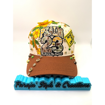 Psalm 23 Statement Junk Trucker Patched & Jeweled Hat - Ready To Ship