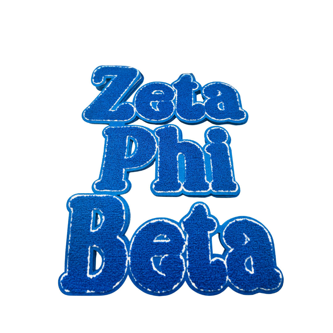 Blue and White Zeta Inspired Chenille Large Patch