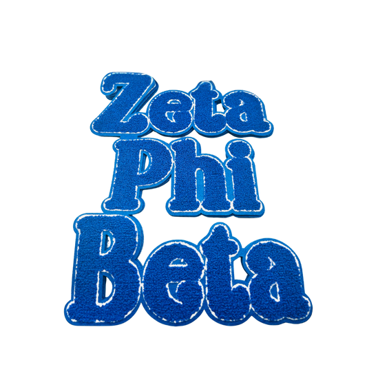 Blue and White Zeta Inspired Chenille Large Patch