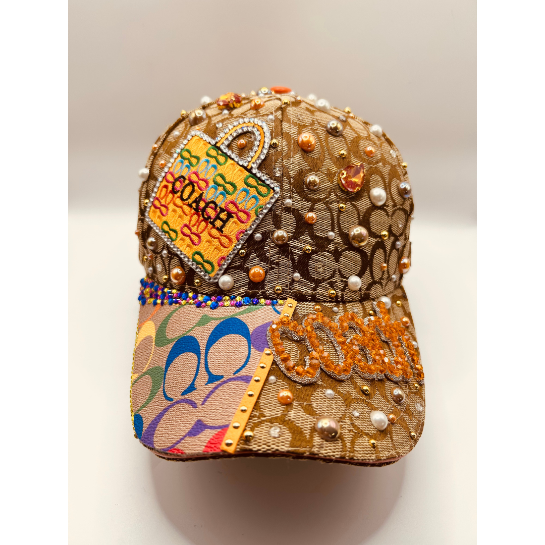 Premade Colorful Junk Trucker Hat & Matching Junk Tie – Patched, Blinged & Pearl Statement Set