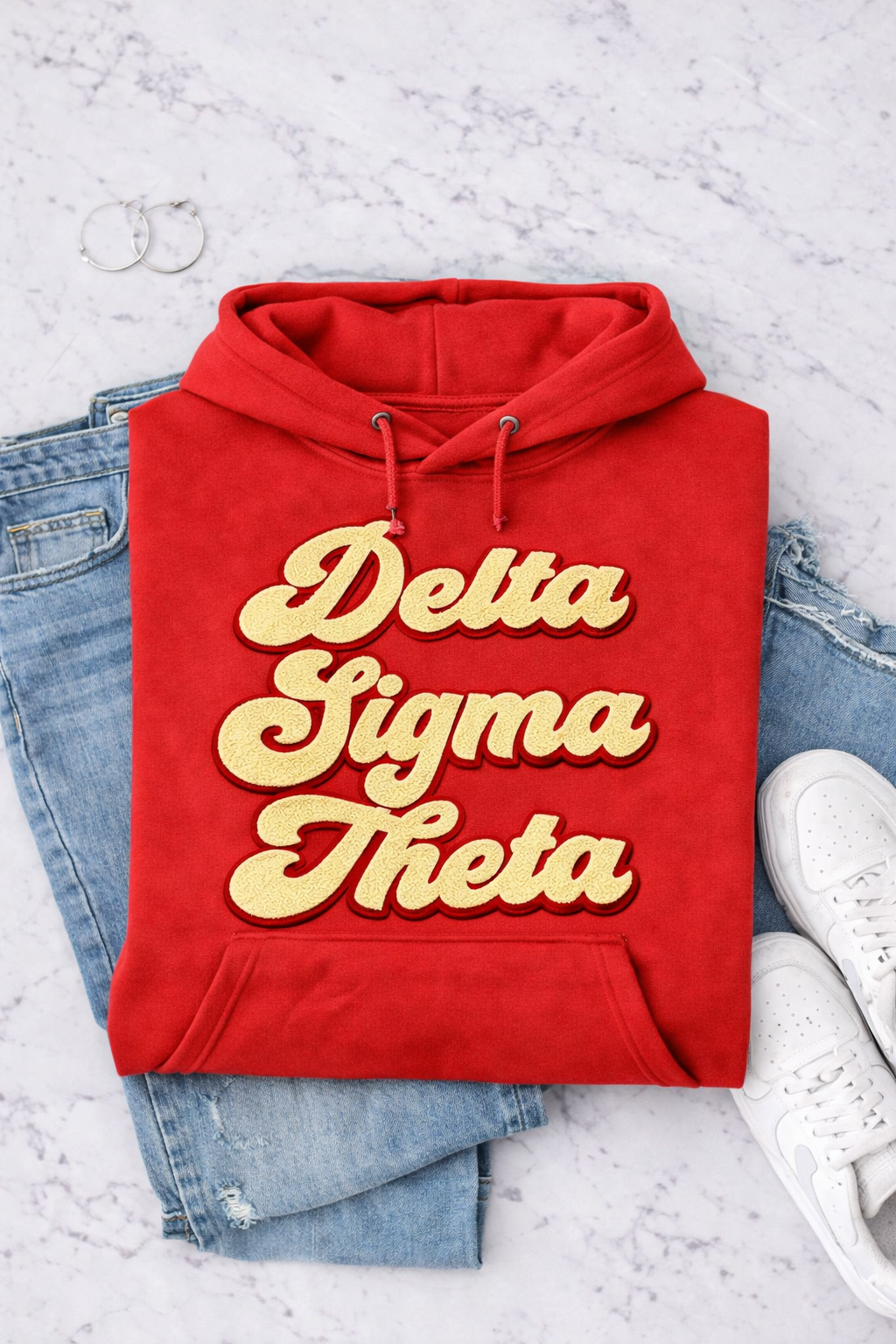 Delta Sigma Theta Chenille Patch Kangaroo Hoodie – Greek Pullover Hoodie