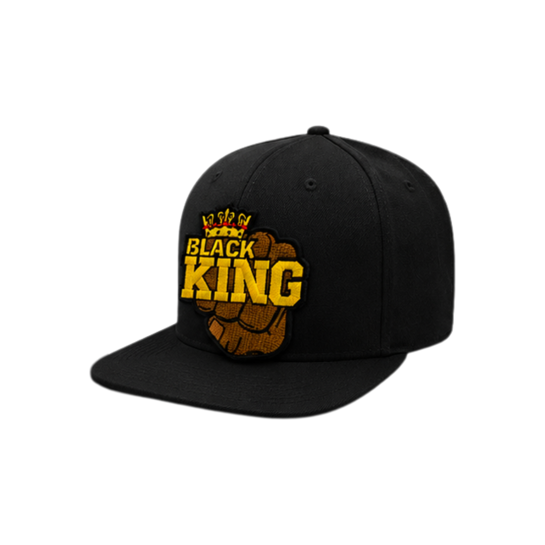Black King Patched Trucker Snapback Hat