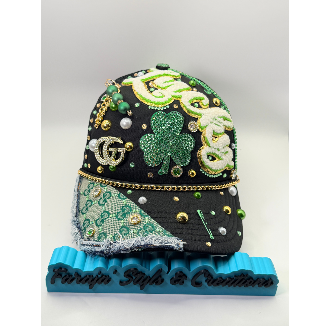 Create Your Own Junk Trucker Hat - Faraja’ Styls Custom Luxe Trucker Hat – Bling, Patches, Rhinestones & Personalized Junk Hat Design