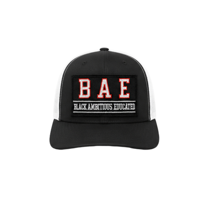 BAE – Black Ambitious Educated Patched Snapback Hat | Black Excellence Cap - Canvas Black/White