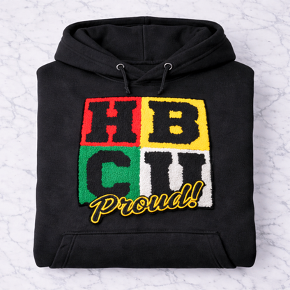 HBCU Period Chenille Patch Hoodie/ Trucker Hat – Statement Streetwear Pullover with Kangaroo Pocket