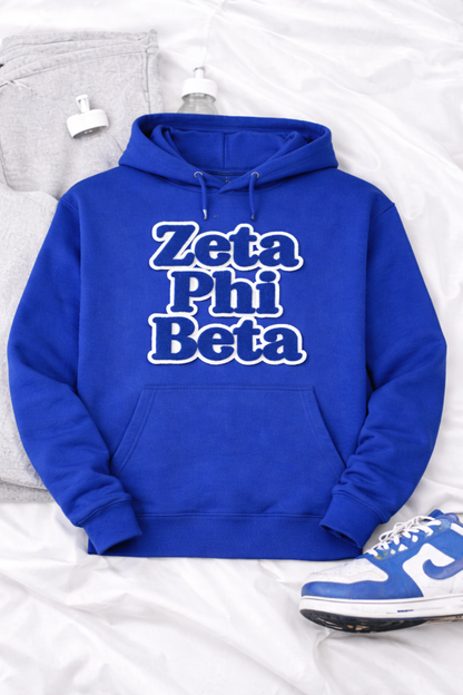 Zeta Phi Beta Chenille Patch Kangaroo Hoodie – Greek Pullover Hoodie