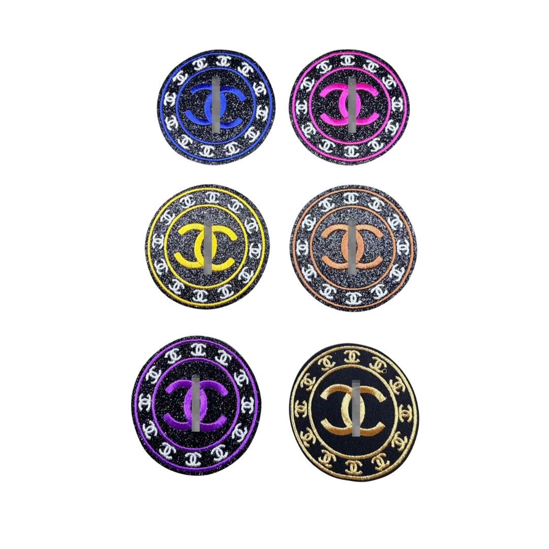 Chan** Designer Inspired Glitter Round Patches