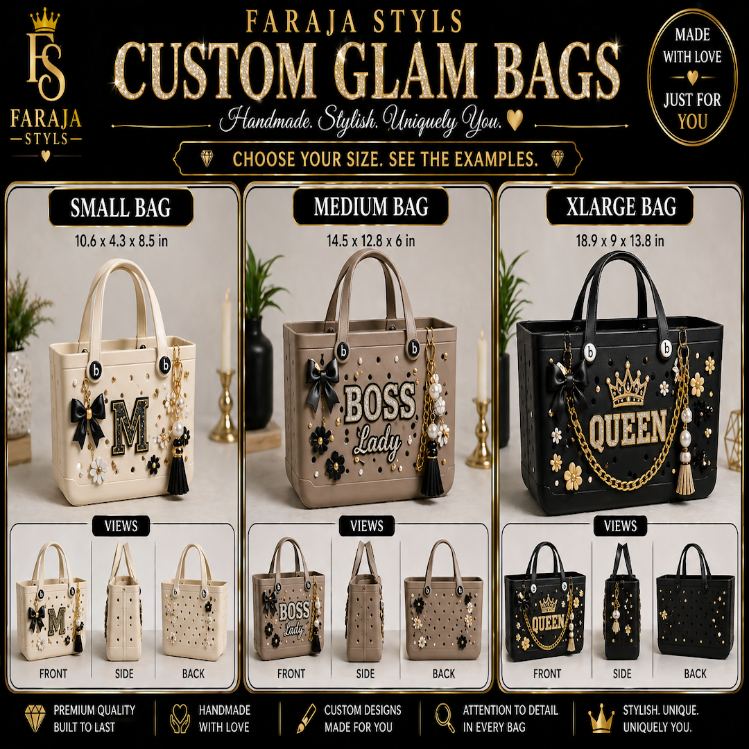 Custom Bogg Beach Tote Bag with Luxury Bling Charms