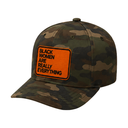 Black Women Are Everything Patched Snapback Hat | Melanin Queen Trucker Cap - Orange/Camo